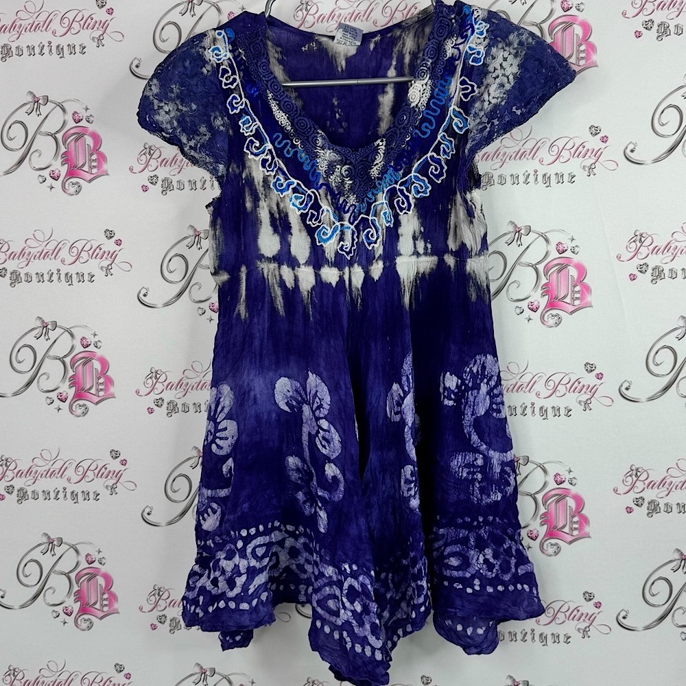 Shoreline dress tie dye flowy boho Indigo and White Tie-Dye Dress